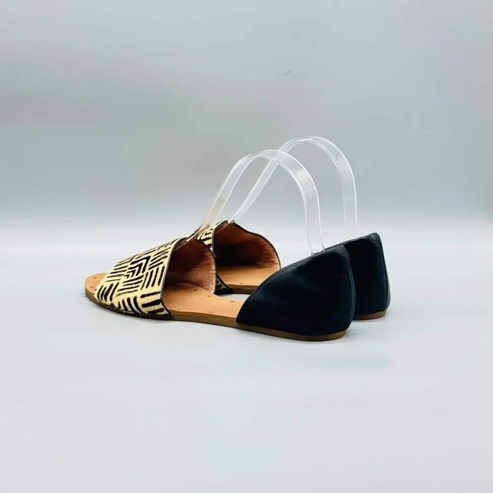 Madewell Sandals Womens 7 Beige Leather Thea Print Calf Hair Geometric D Orsay